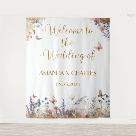 Tenture Rose Gold Butterfly Garden Wedding Backdrop (Devant)