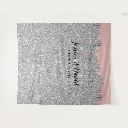 Tenture Rose Gold Drivers Silver Parties scintillant Maria (Devant (Horizontal))