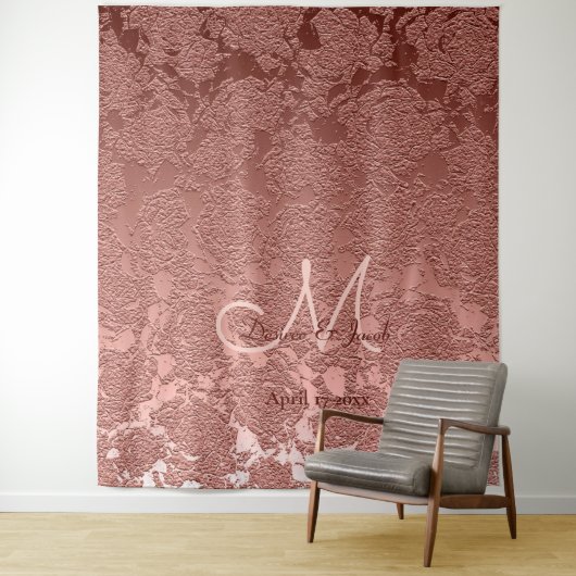 Tenture Rose Gold Elegant Monogram Mariage Photo Booth (En situation)
