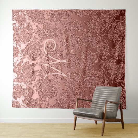 Tenture Rose Gold Élégant Monogramme Photobooth de Mariage (En situation (horizontale))