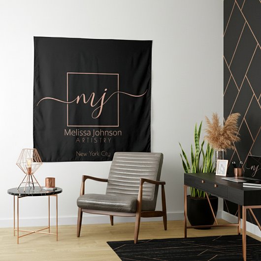 Tenture Rose Gold Élégant sur Noir
