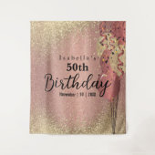 Tenture Rose Gold et Paillettes Dorées Anniversaire (Devant)