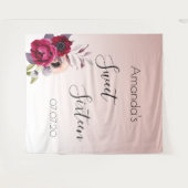 Tenture Rose gold floral rose pâle Sweet 16 (Devant (Horizontal))