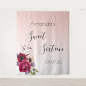 Tenture Rose gold floral rose pâle Sweet 16 (Devant)