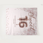Tenture Rose Gold Foil Sweet 16 Ballons rose fond (Devant (Horizontal))