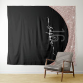 Tenture Rose Gold Glitter 16e Anniversaire Personnalisé (En situation (horizontale))