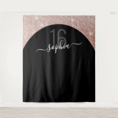 Tenture Rose Gold Glitter 16e Anniversaire Personnalisé (Devant)