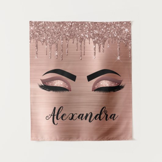 Tenture Rose Gold Glitter Sparkle Eyelashes Monogram (Devant)
