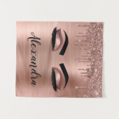 Tenture Rose Gold Glitter Sparkle Eyelashes Monogram (Devant (Horizontal))