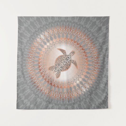 Tenture Rose Gold Gris Tortue Et Mandala (Devant)
