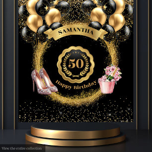 Tenture Rose Gold High Heels Black Balloons 50e anniversai