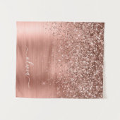 Tenture Rose Gold Métal Brossé Paillettes Monogramme Rose (Devant (Horizontal))