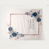 Tenture Rose Gold Navy Blue Dusty rose Floral Mariage (Devant (Horizontal))