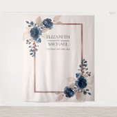 Tenture Rose Gold Navy Blue Dusty rose Floral Mariage (Devant)