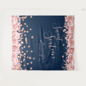 Tenture Rose Gold Navy Sweet 16 Parties scintillant Confet (Devant (Horizontal))