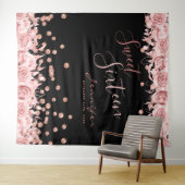 Tenture Rose Gold Noir Douce 16 Paillettes Confettis Flora (En situation (horizontale))