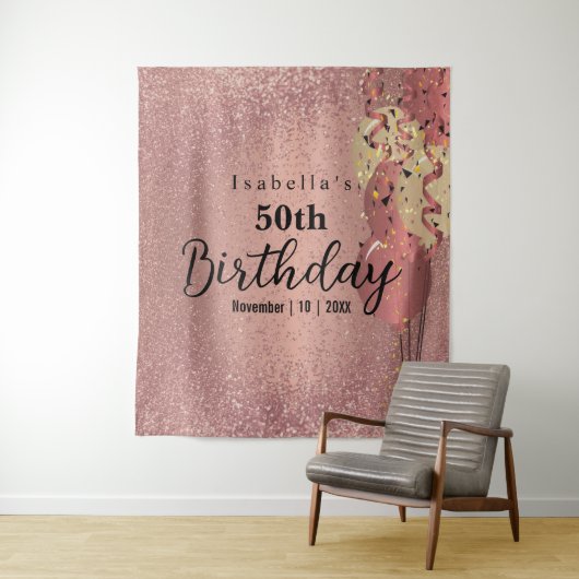 Tenture Rose Gold Pailleté Anniversaire (En situation)