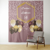 Tenture Rose Gold Pailleté et Glitter Ballon de Fête 'Swee (En situation)