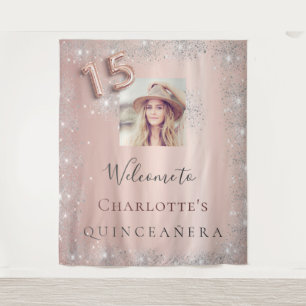 Tenture Rose gold photo argent Quinceanera