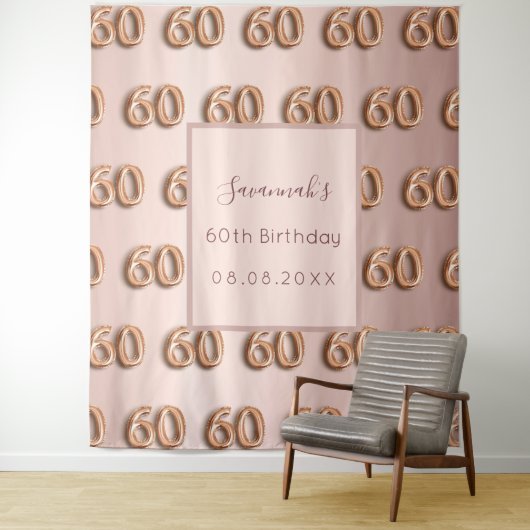 Tenture rose gold rose 60 ans luxueux monogramme (En situation)