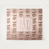 Tenture Rose gold rose bon 16e anniversaire en monogramme (Devant (Horizontal))
