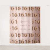 Tenture Rose gold rose bon 16e anniversaire en monogramme (Devant)