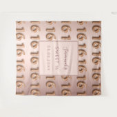 Tenture Rose gold rose gold rose monogramme 16e anniversai (Devant (Horizontal))