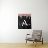 Tenture Rose Gold - Rose Pâle Noir Paillettes Monogramme N (En situation)