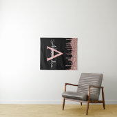 Tenture Rose Gold - Rose Pâle Noir Paillettes Monogramme N (En situation (horizontale))