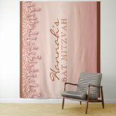 Tenture Rose Gold Sparkle Drippy Bat mitzvah fond (En situation)