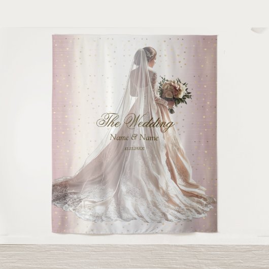 Tenture Rose Mariée d'hiver Mariée Golden Shiny Heart Part (Devant)