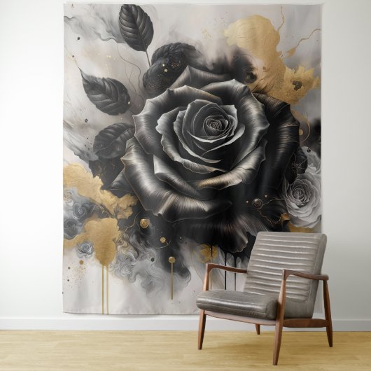 Tenture Rose noir et or (En situation)