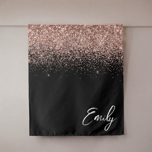 Tenture Rose noir or rose Parties scintillant rose