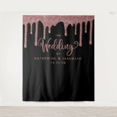 Tenture Rose noir Parties scintillant or Mariage photo fon (Devant)