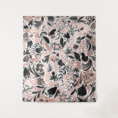 Tenture Rose or noir feuille florale Motif d'illustration (Devant)