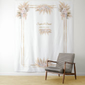 Tenture Rose Orchidée Blanche Pampas Mariage Photobooth (En situation)