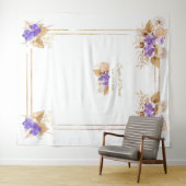Tenture Rose Orchidée Violette Herbe des Pampas Photobooth (En situation (horizontale))