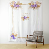 Tenture Rose Orchidée Violette Herbe des Pampas Photobooth (En situation)