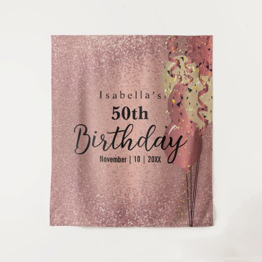 Tenture Rose Parties scintillant or Anniversaire (Devant)