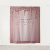 Tenture Rose Parties scintillant or gouttes Quinceanera fo (Devant)