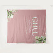 Tenture Rose Poudré C'est Une Fille Fleurs Baby Shower Acc (Devant (Horizontal))
