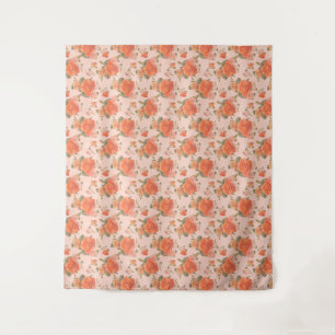 Tenture rose rose orange motif floral mariage printemps