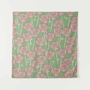 Tenture Rose rose verte Retro Y2K les années 70 Motif de f