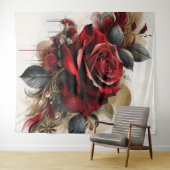 Tenture Rose rouge (En situation (horizontale))