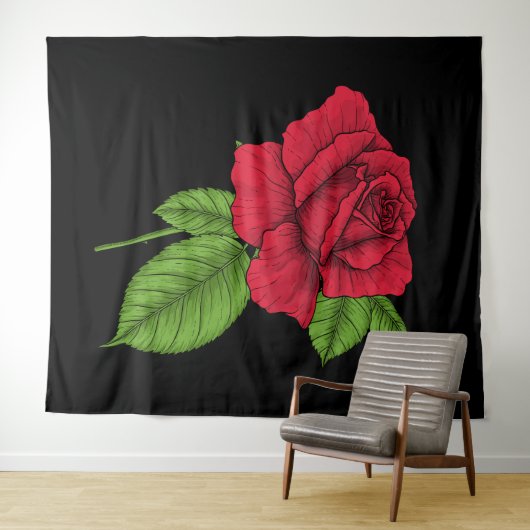 Tenture Rose rouge 2 (En situation (horizontale))