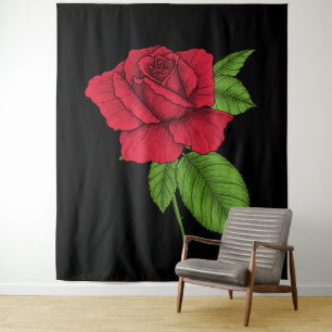Tenture Rose rouge 2