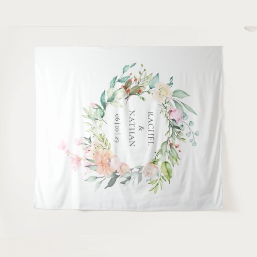 Tenture Rose sauvage Garland Mariage Photo Booth Backdrop (Devant (Horizontal))