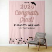 Tenture Rose Script Confetti Félicats Grand Rose fond (En situation)