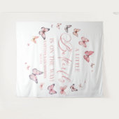Tenture Rose Un Petit Papillon Sur Le Chemin Baby shower (Devant (Horizontal))