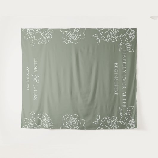 Tenture Rose vert olive moderne Backdrops Mariage (Devant (Horizontal))